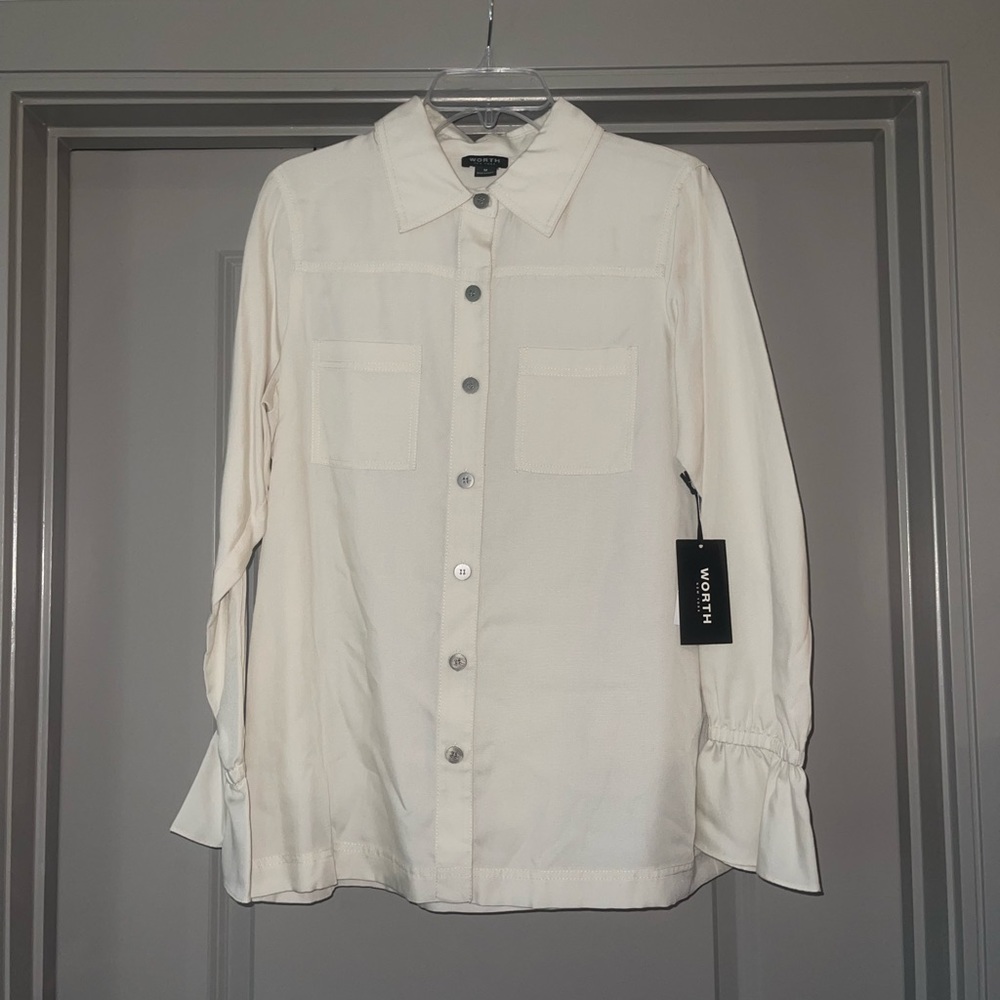 WORTH NEW YORK Ivory Basketweave Tencel Split Back
Blouse